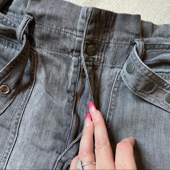 Madewell Denim Snap-Belt Paperbag Shorts Pale Grey - Picture 9 of 16